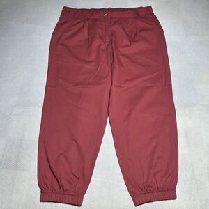 NEW‎ Halara Red Pleated Relaxed Fit 7/8 Cotton Jogger Pants Women's Size XL NWT